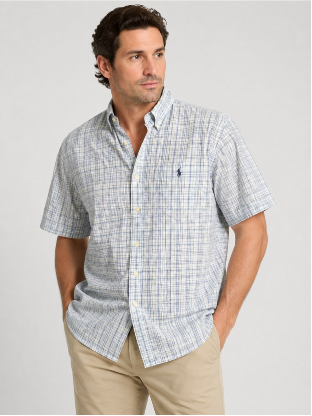 Ralph Lauren Greggor Men’s Plaid Short-Sleeve Shirt – Size XXL